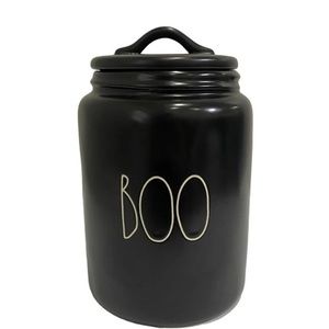 Rae Dunn Artisan Collection By Magenta Halloween BOO Canister Black